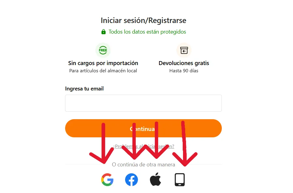 entrar en mi cuenta de temu con google facebook apple