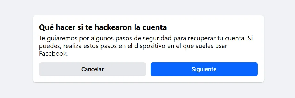 hackearon cuenta de facebook