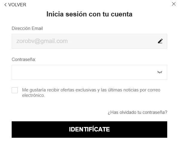 ingresar contraseña de shein
