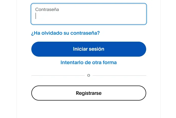ingresar contraseña en paypal
