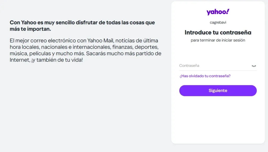 ingresar contraseña yahoo mail