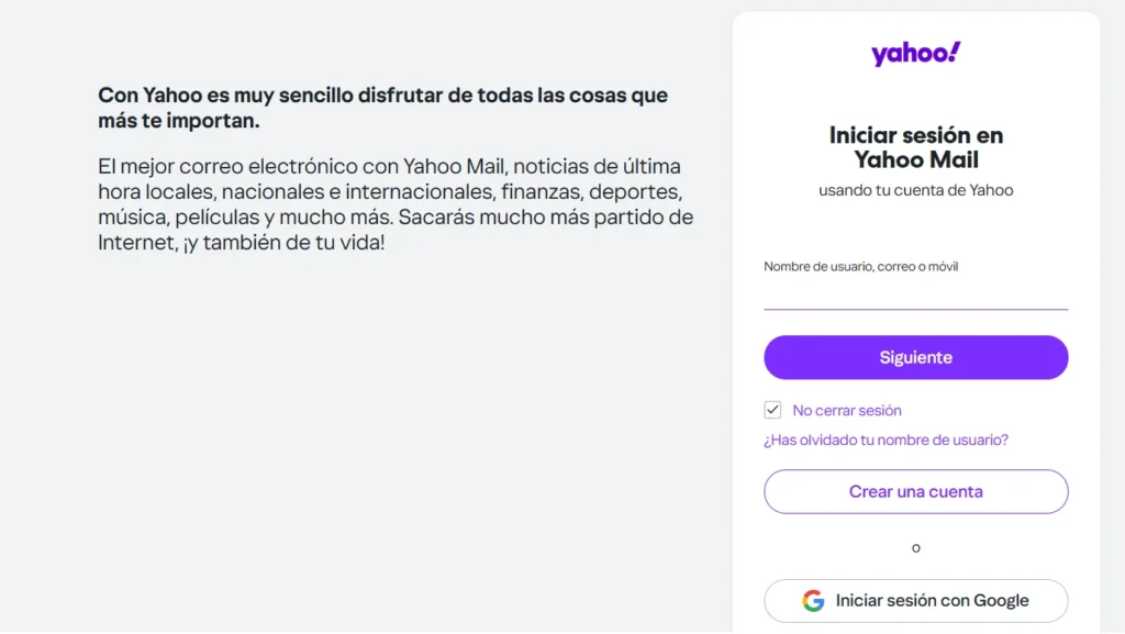 iniciar sesion yahoo