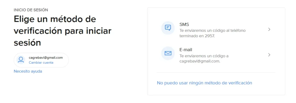 metodo de verificaion para iniciar sesion en mercado libre