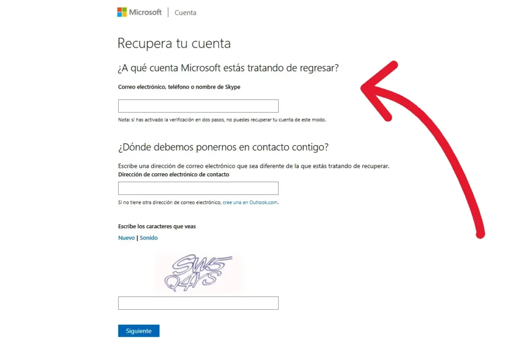 pasos para recuperar cuenta de hotmail