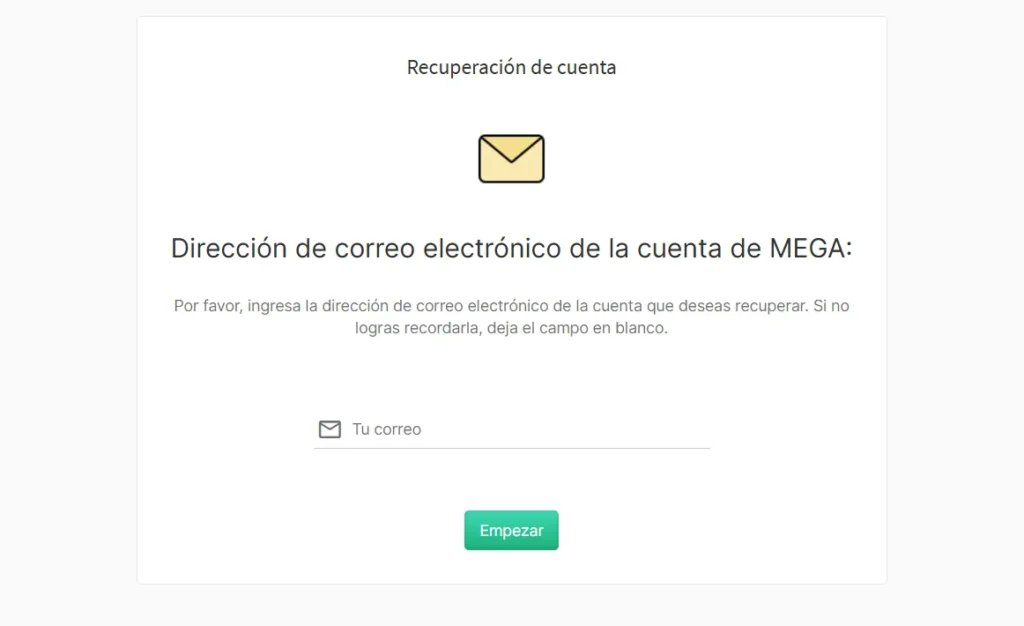 recuperar contraseña mega