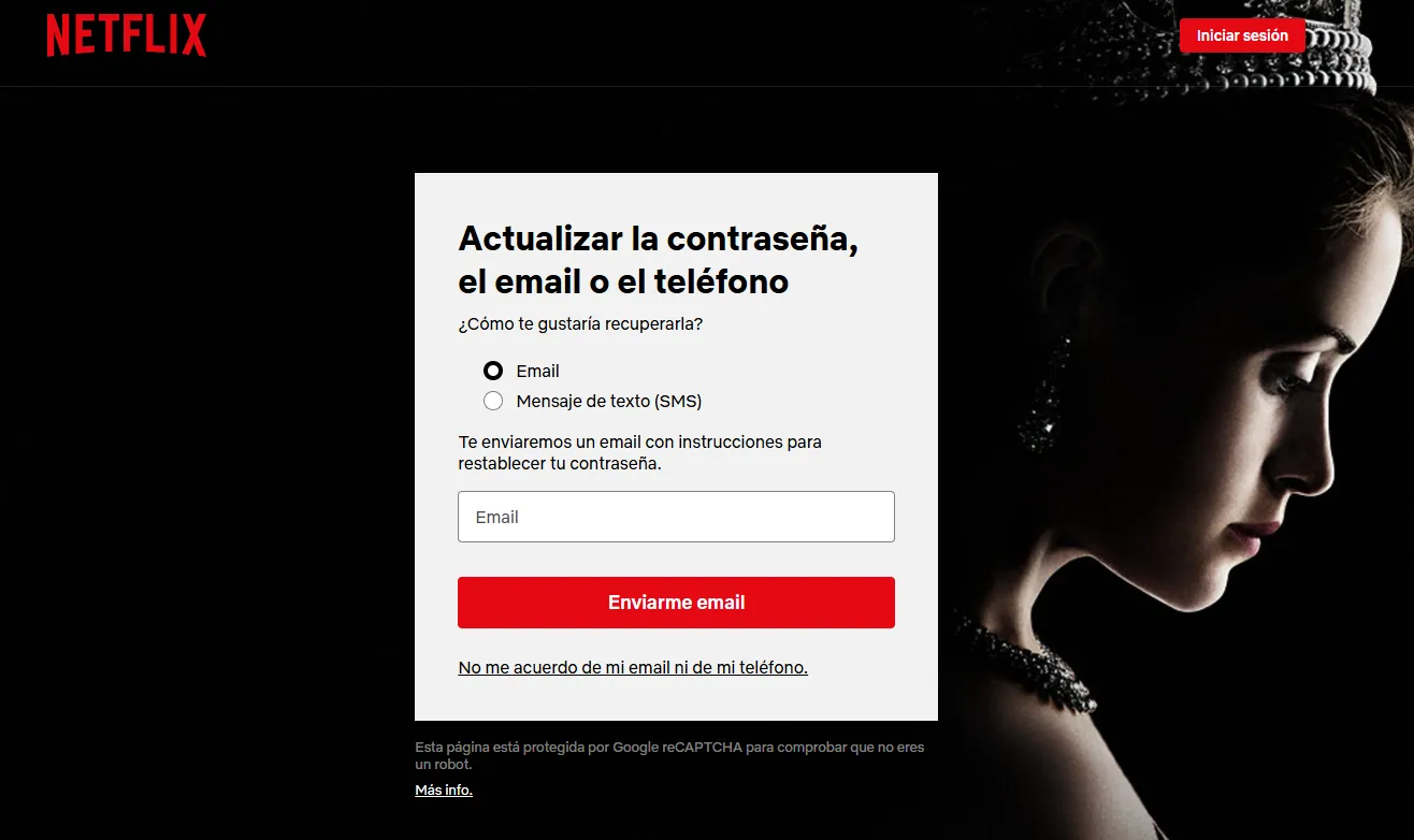 recuperar contraseña netflix