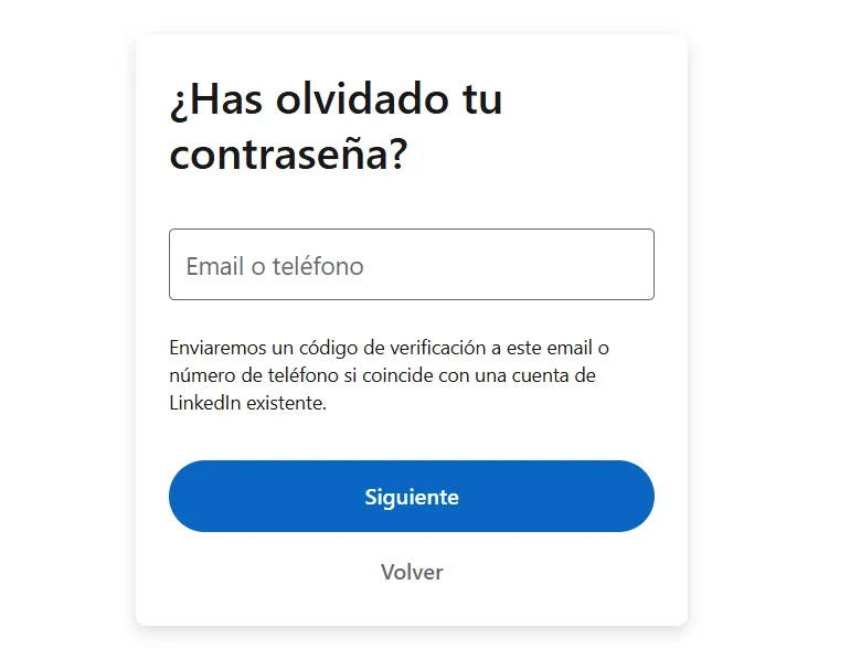 restablecer contraseña linkedin